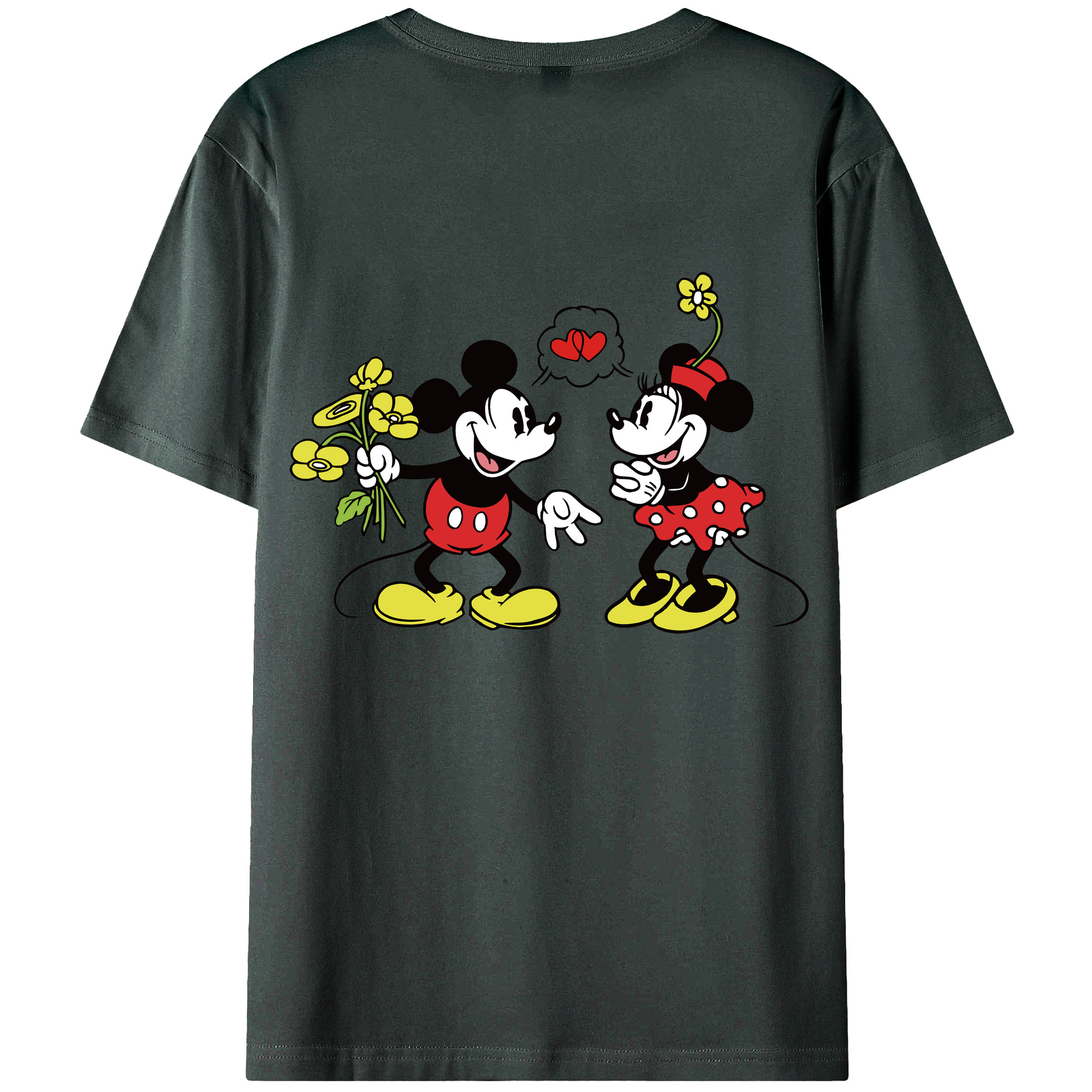 ミッキーマウス Mickey Mouse 綿100％ メンズ半袖Tシャツ（バックプリント） 通気性